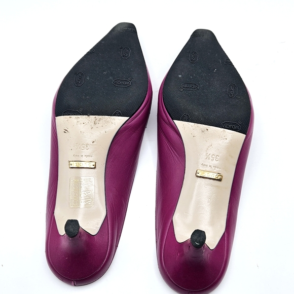 Gucci Zumi leather mules slides kitten heel shoes fuschia 35.5 size 5 - Picture 5 of 12